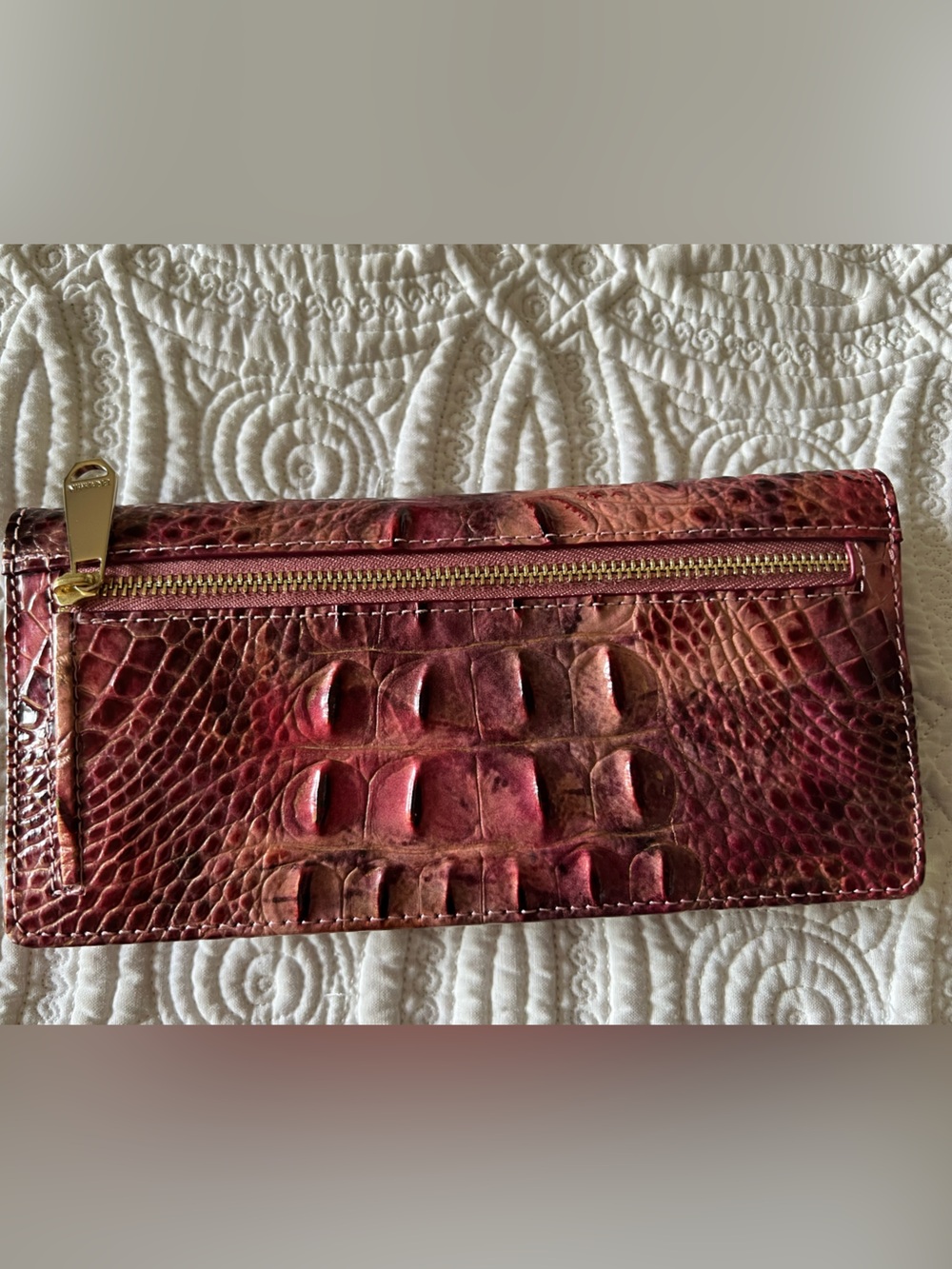 Brahmin Addy Croc-Embossed Leather Clutch Wallet - Picture 2 of 4